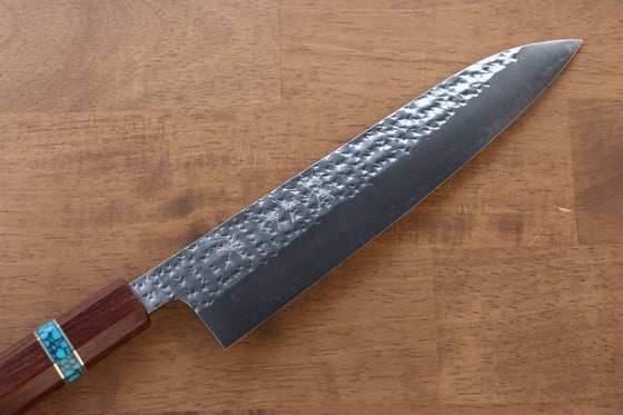 Yu Kurosaki Senko R2/SG2 Hammered Gyuto 210mm Maple(With turquoise ring Brown) Handle - Japanny - Best Japanese Knife