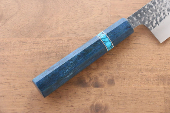 Yu Kurosaki Senko R2/SG2 Hammered Gyuto Japanese Knife 240mm Maple(With turquoise ring Blue) Handle - Japanny - Best Japanese Knife
