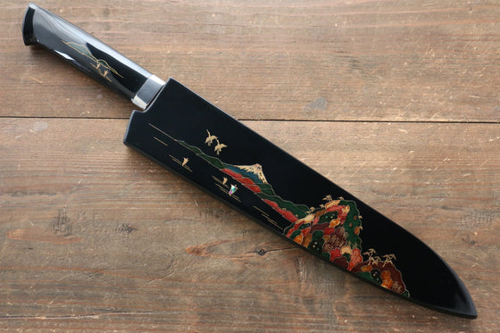 Takeshi Saji Blue Steel No.2 Colored Damascus Maki-e Art Gyuto  240mm Lacquered Handle - Japanny - Best Japanese Knife