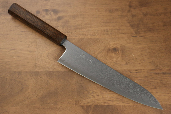 Seisuke VG10 Mirrored Finish Damascus Gyuto  210mm Oak Handle - Japanny - Best Japanese Knife