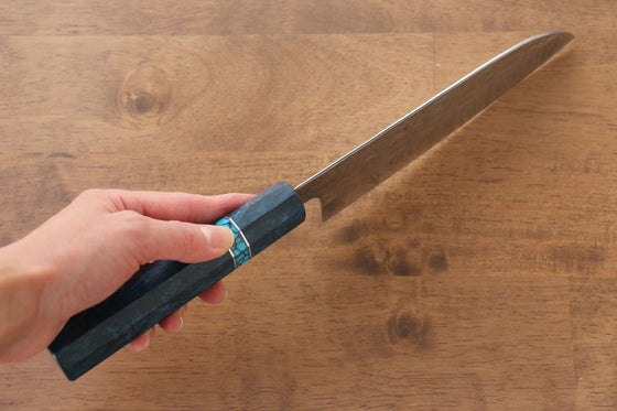 Yu Kurosaki Senko R2/SG2 Hammered Santoku 165mm Maple(With turquoise ring Blue) Handle - Japanny - Best Japanese Knife