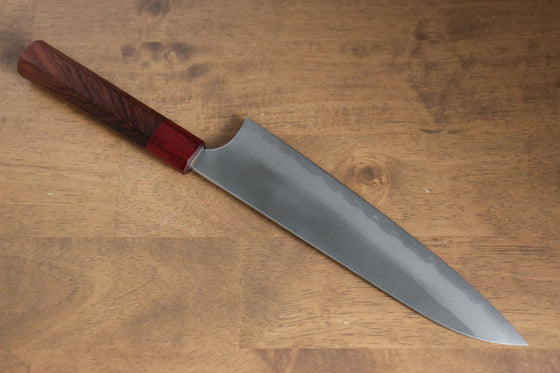 Yoshimi Kato Blue Super Nashiji Gyuto Japanese Knife 210mm with Red Honduras Handle - Japanny - Best Japanese Knife