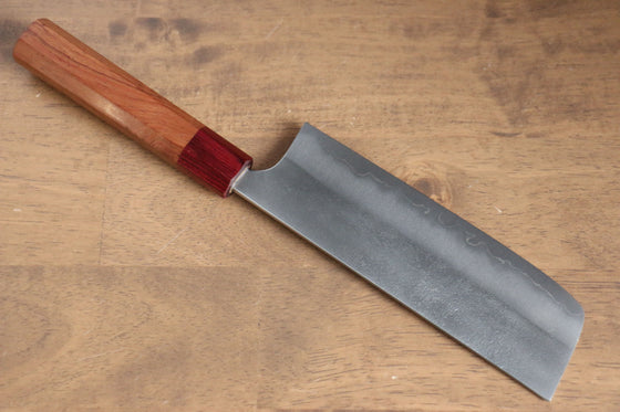 Yoshimi Kato Blue Super Nashiji Nakiri  170mm Red Honduras Handle - Japanny - Best Japanese Knife