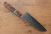 Yu Kurosaki Senko R2/SG2 Hammered Santoku 165mm Maple(With turquoise ring Mokume) Handle - Japanny - Best Japanese Knife