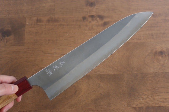 Yoshimi Kato Blue Super Nashiji Gyuto  240mm with Red Honduras Handle - Japanny - Best Japanese Knife