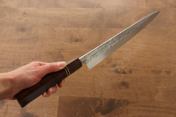 Yu Kurosaki Raijin Cobalt Special Steel Hammered Sujihiki  240mm Special handle 4 Handle - Japanny - Best Japanese Knife