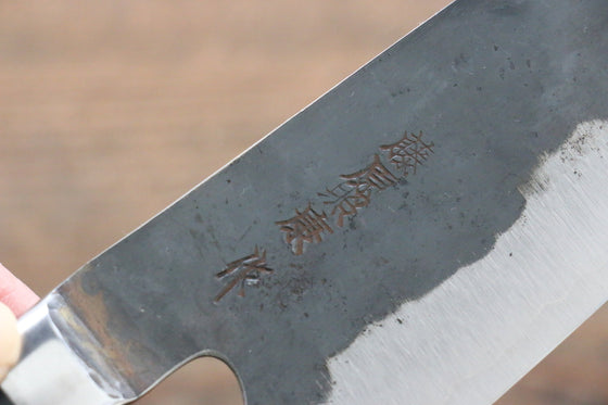 Fujiwara Teruyasu Fujiwara Teruyasu Denka Blue Super Black Finished Santoku 165mm with Black Pakka wood Handle - Japanny - Best Japanese Knife