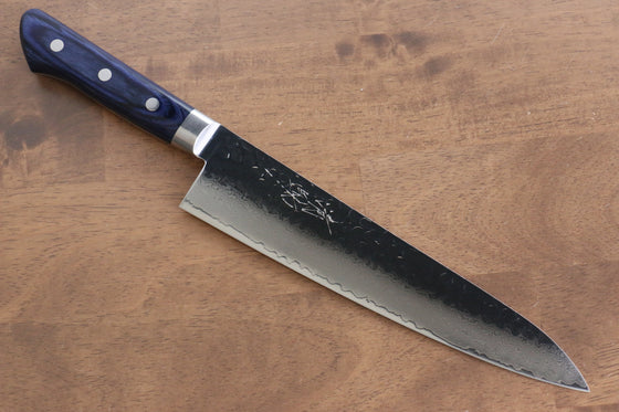 Seisuke VG10 33 Layer Hammered Damascus Gyuto 210mm Blue Pakka wood Handle - Japanny - Best Japanese Knife