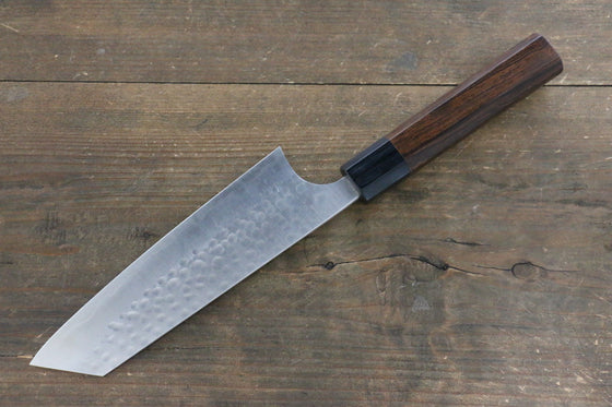 Yoshimi Kato Silver Steel No.3 Hammered Bunka Japanese Chef Knife 165mm with Shitan Handle - Japanny - Best Japanese Knife