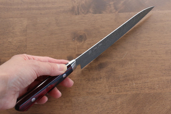 Yoshimi Kato VG10 Damascus Petty-Utility Japanese Knife 150mm Red Pakka wood Handle - Japanny - Best Japanese Knife