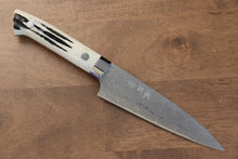 Takeshi Saji R2/SG2 Diamond Finish Damascus Petty-Utility 130mm Cow Bone Handle - Japanny - Best Japanese Knife