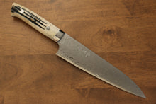  Takeshi Saji R2/SG2 Diamond Finish Damascus Gyuto 180mm Cow Bone Handle - Japanny - Best Japanese Knife
