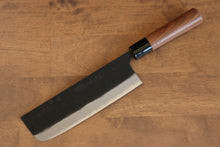  Nao Yamamoto White Steel Kurouchi Nakiri 180mm Walnut Handle - Japanny - Best Japanese Knife