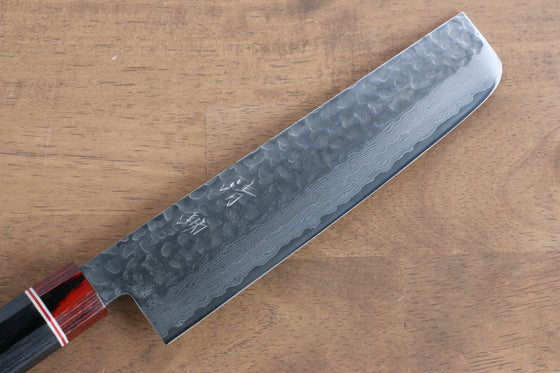 Seisuke VG10 Damascus Nakiri 180mm Black Pakka wood Handle - Japanny - Best Japanese Knife