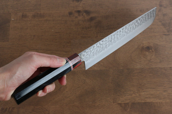 Seisuke VG10 Damascus Nakiri 180mm Black Pakka wood Handle - Japanny - Best Japanese Knife