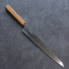  Seisuke Tsukikage AUS10 Migaki Finished Hammered Damascus Sujihiki 270mm Oak Handle - Japanny - Best Japanese Knife