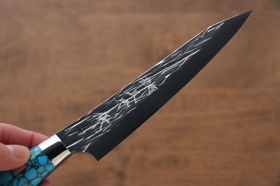 Yu Kurosaki Juhyo SPG2 Hammered Petty-Utility  150mm Turquoise Handle - Japanny - Best Japanese Knife