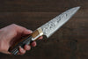 Takeshi Saji VG10 Black Damascus Gyuto Japanese Knife 150mm Brown Cow Bone Handle - Japanny - Best Japanese Knife