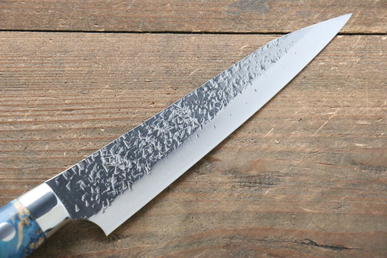 Yu Kurosaki Shizuku R2/SG2 Hammered Petty-Utility 130mm Stabilized wood Handle - Japanny - Best Japanese Knife