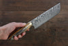 Takeshi Saji VG10 Black Damascus Nakiri Japanese Knife 170mm Brown Cow Bone Handle - Japanny - Best Japanese Knife