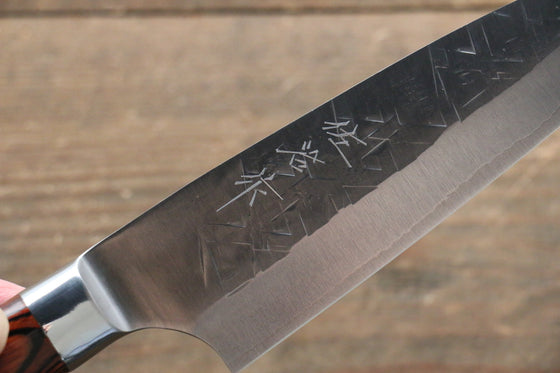 Takeshi Saji SRS13 Hammered Petty-Utility 130mm Red Pakka wood Handle - Japanny - Best Japanese Knife