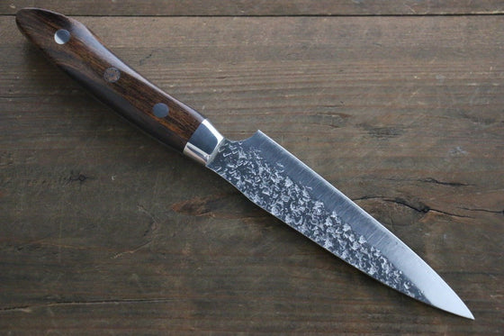 Yu Kurosaki Shizuku R2/SG2 Hammered Petty Japanese Chef Knife 120mm with Iron Wood Handle - Japanny - Best Japanese Knife
