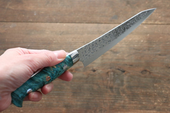 Yu Kurosaki Shizuku R2/SG2 Hammered Petty-Utility Japanese Knife 150mm Stabilized wood Handle - Japanny - Best Japanese Knife