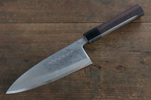  Hideo Kitaoka [Left Handed] White Steel No.2 Damascus Deba 180mm Shitan Handle - Japanny - Best Japanese Knife