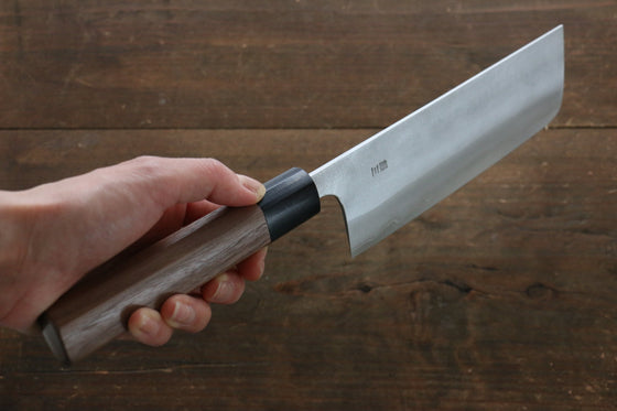 Nao Yamamoto Silver Steel No.3 Nashiji Nakiri Japanese Knife 165mm Walnut Handle - Japanny - Best Japanese Knife