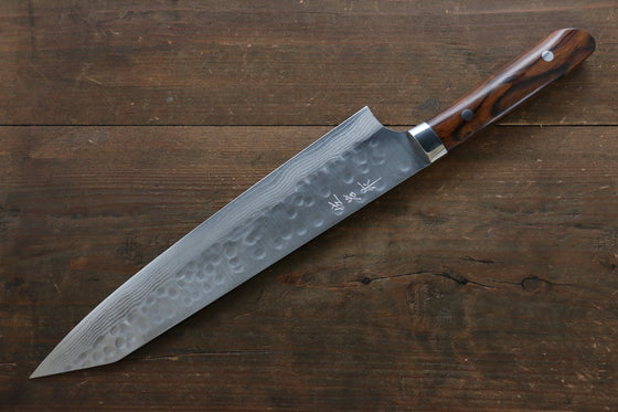 Takeshi Saji SRS13 Hammered Damascus Kiritsuke 270mm Ironwood Handle - Japanny - Best Japanese Knife