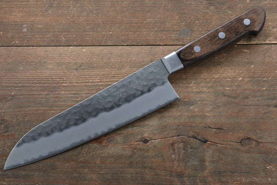 Seisuke AUS8 Hammered Santoku  180mm with Brown Pakka wood Handle - Japanny - Best Japanese Knife