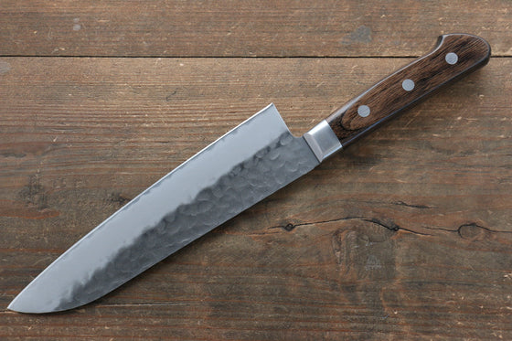 Seisuke AUS8 Hammered Santoku  180mm with Brown Pakka wood Handle - Japanny - Best Japanese Knife