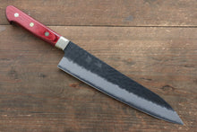  Seisuke Kurobeni Blue Super Hammered Kurouchi Gyuto  210mm Red Pakka wood Handle - Japanny - Best Japanese Knife