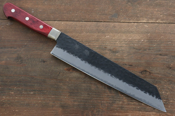 Seisuke Kurobeni Blue Super Hammered Kurouchi Kiritsuke Gyuto 240mm Red Pakka wood Handle - Japanny - Best Japanese Knife