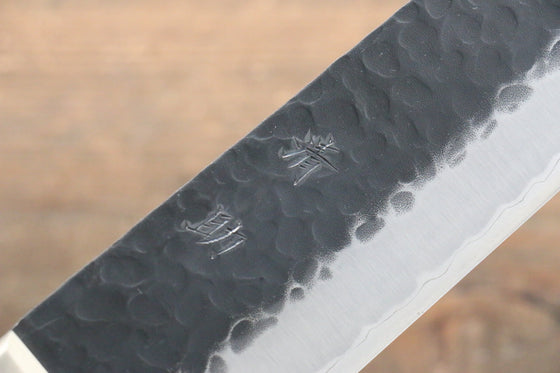 Seisuke Kurobeni Blue Super Hammered Kurouchi Kiritsuke Gyuto 240mm Red Pakka wood Handle - Japanny - Best Japanese Knife