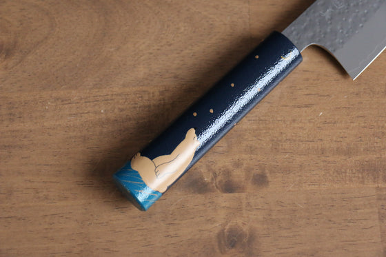 Makoto Kurosaki Shirokuma SPG2 Hammered(Maru) Santoku  165mm Wood(Lacquered) Handle - Japanny - Best Japanese Knife