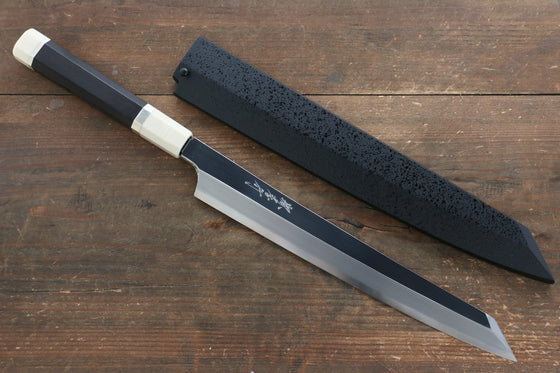 Sakai Takayuki Hien Silver Steel No.3 Mirrored Finish Kiritsuke Yanagiba  270mm Ebony with Double Ring Handle with Sheath - Japanny - Best Japanese Knife