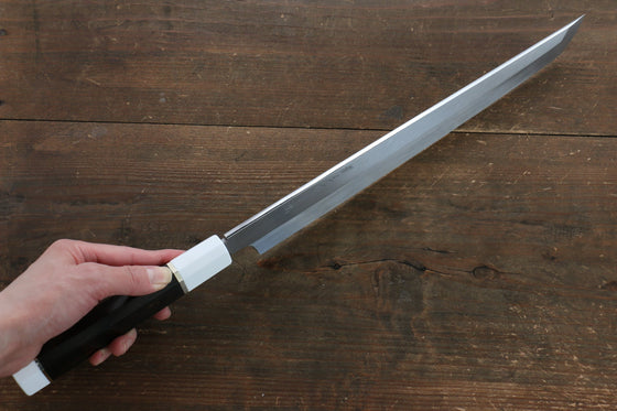 Sakai Takayuki Genbu Honyaki White Steel No.2 Sakimaru Yanagiba 300mm Ebony with Double Ring Handle with Sheath - Japanny - Best Japanese Knife