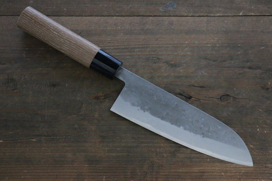 Seisuke Blue Steel No.2 Nashiji Santoku 165mm Chestnut Handle - Japanny - Best Japanese Knife