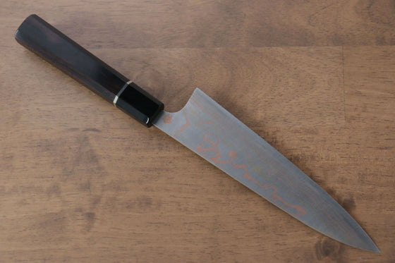 Takeshi Saji Blue Steel No.2 Colored Damascus Gyuto 180mm Ebony with Ring Handle - Japanny - Best Japanese Knife