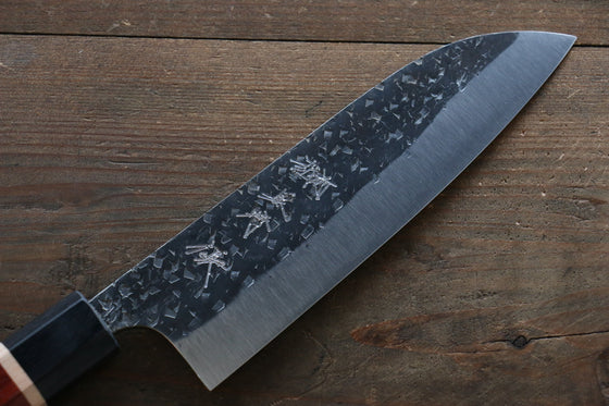 Yu Kurosaki Blue Super Hammered Santoku  170mm Padoauk Handle - Japanny - Best Japanese Knife