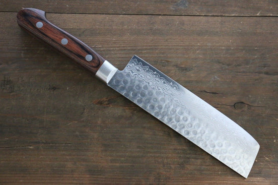 Seisuke VG10 17 Layer Damascus Nakiri  165mm Mahogany Handle - Japanny - Best Japanese Knife