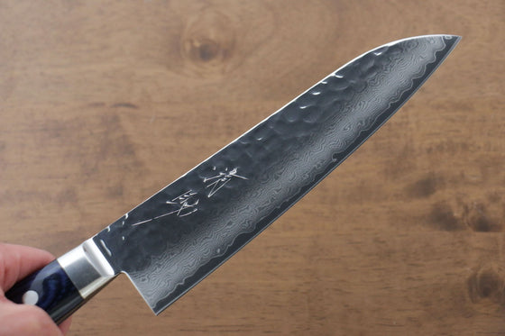 Seisuke Seiun VG10 33 Layer Damascus Santoku  180mm Blue Pakka wood Handle - Japanny - Best Japanese Knife
