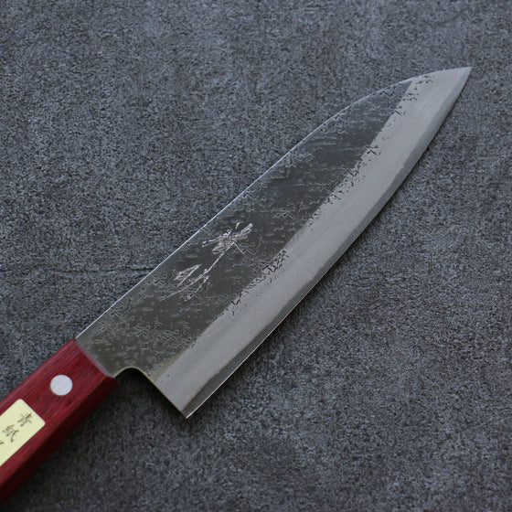 Seisuke Blue Super Hammered Santoku 165mm Red Pakka wood Handle - Japanny - Best Japanese Knife