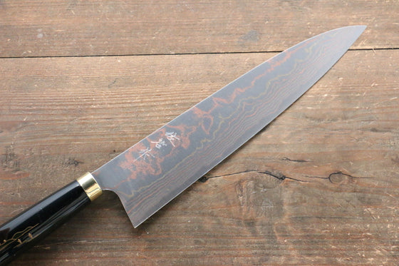 Takeshi Saji Blue Steel No.2 Colored Damascus Maki-e Art Gyuto 240mm Lacquered Handle - Japanny - Best Japanese Knife
