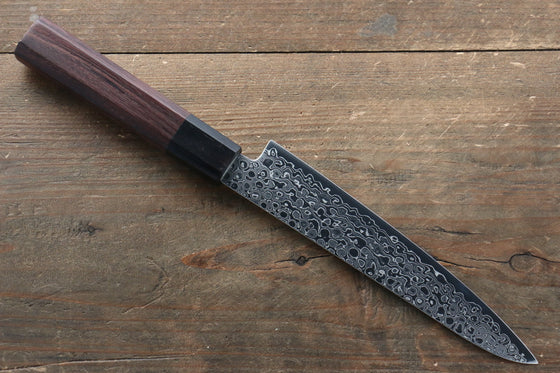 Seisuke AUS10 Damascus Petty-Utility Japanese Knife 150mm Shitan Handle - Japanny - Best Japanese Knife