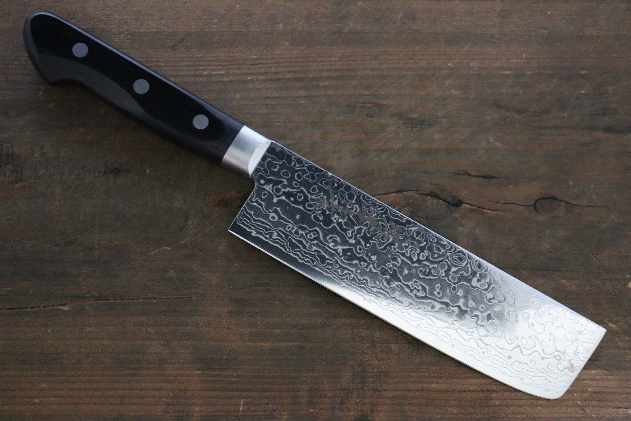 Sakai Takayuki AUS10 45 Layer Mirrored Finish Damascus Nakiri Japanese Knife 160mm - Japanny - Best Japanese Knife
