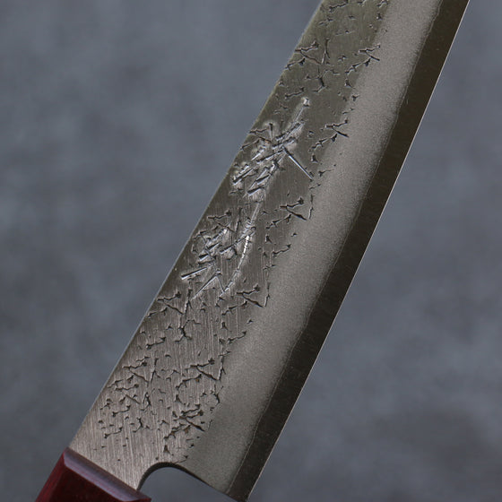 Seisuke Blue Super Hammered Petty-Utility  150mm Red Pakka wood Handle - Japanny - Best Japanese Knife