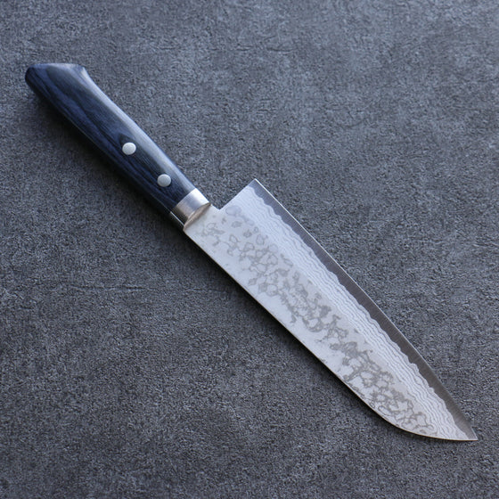 Kunihira Sairyu VG10 Damascus Santoku 170mm Navy blue Pakka wood Handle - Japanny - Best Japanese Knife
