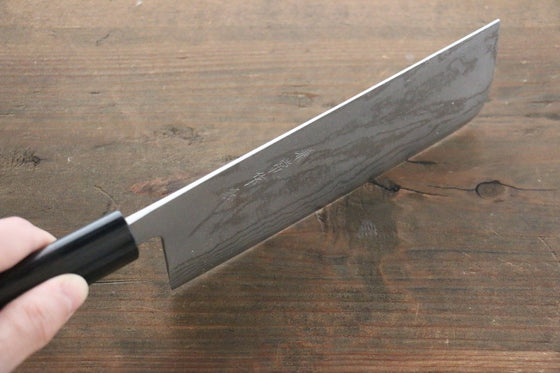 Kanetsune White Steel No.2 11 Layer Damascus Nakiri Japanese Chef Knife 165mm Shitan Handle - Japanny - Best Japanese Knife